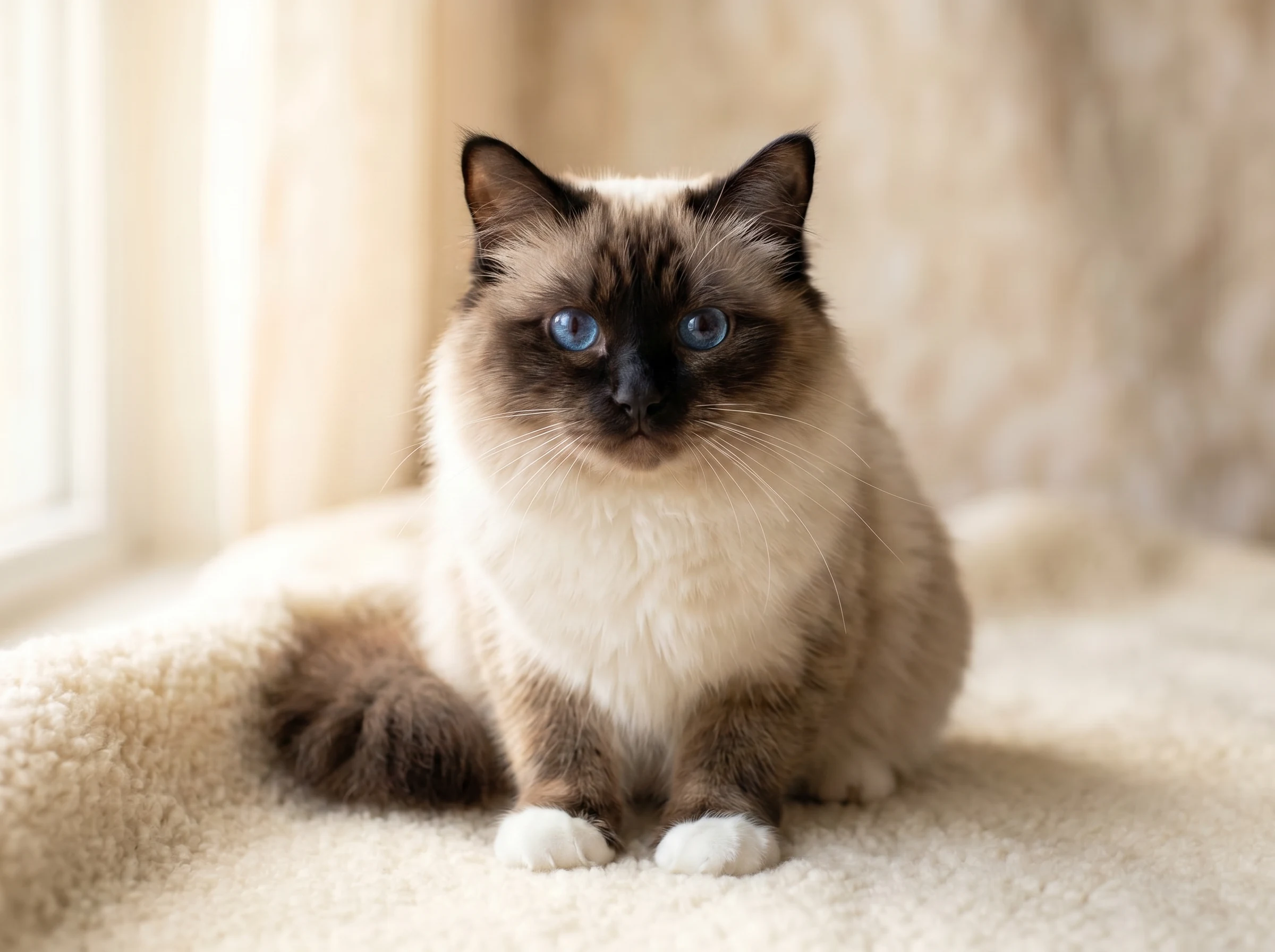 Birman Kittens | Gulf Cats and Kittens Purebred Birman cat with signature white gloves and sapphire eyes — WCF and CFA pedigree registered kittens available with free GCC delivery