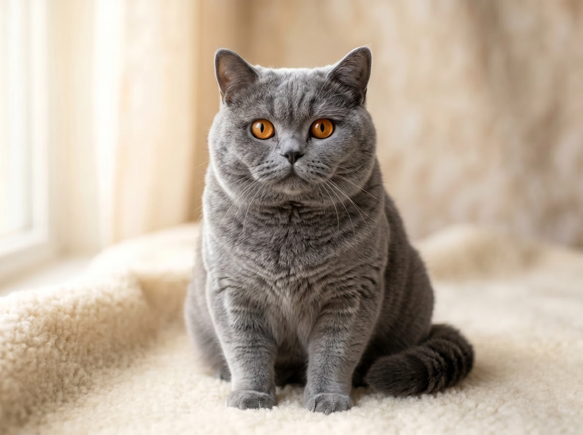 British Shorthair Kittens | Gulf Cats and Kittens Purebred British Shorthair cat with teddy-bear face and plush British Blue coat — WCF and CFA pedigree registered kittens available with free GCC delivery