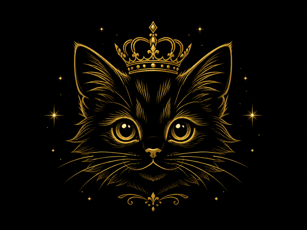 Luxury golden kitten emblem