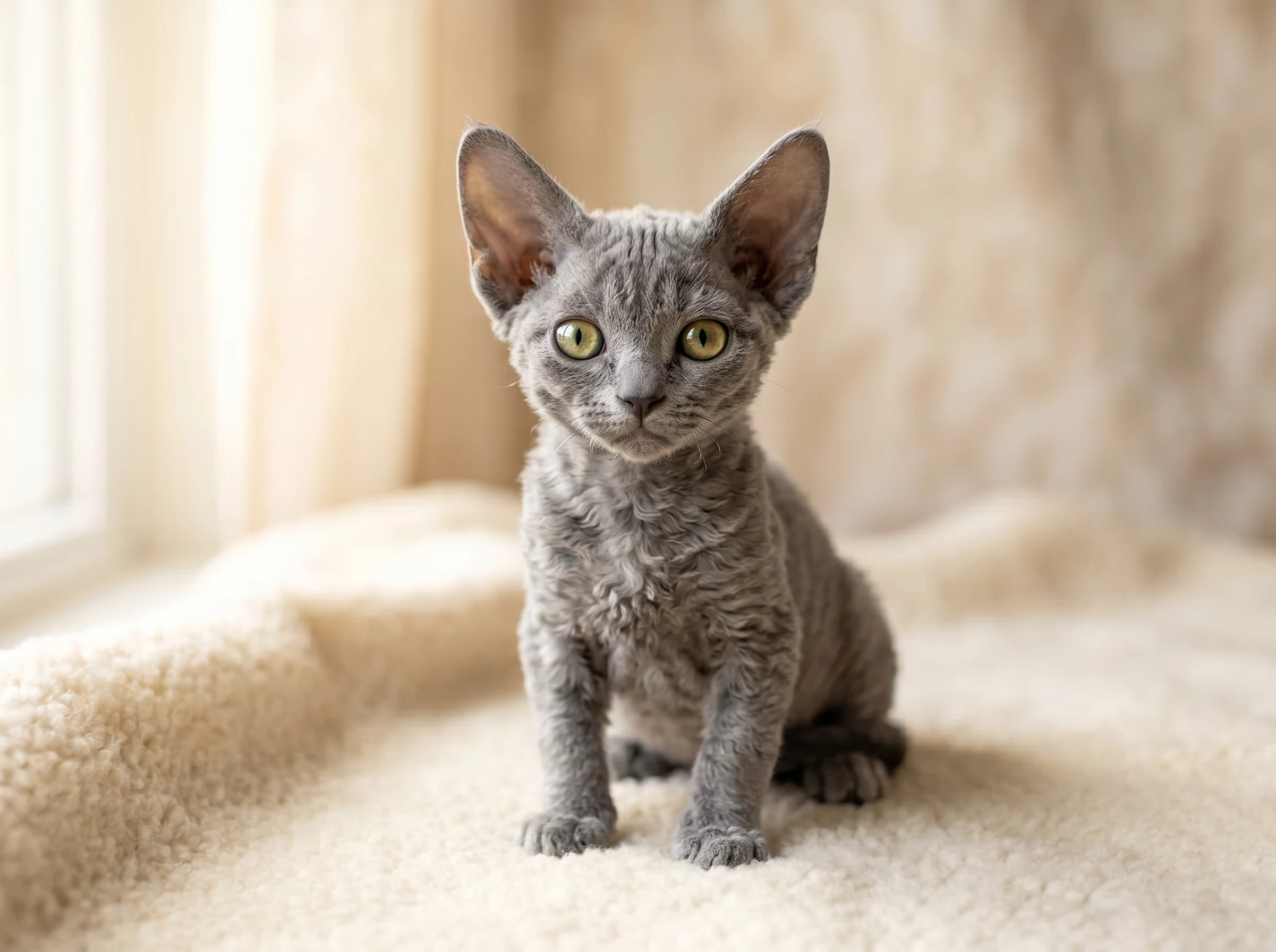 Devon Rex Kittens | Gulf Cats and Kittens Purebred Devon Rex cat with signature curly coat and huge oval eyes — WCF and CFA pedigree registered kittens available with free GCC delivery